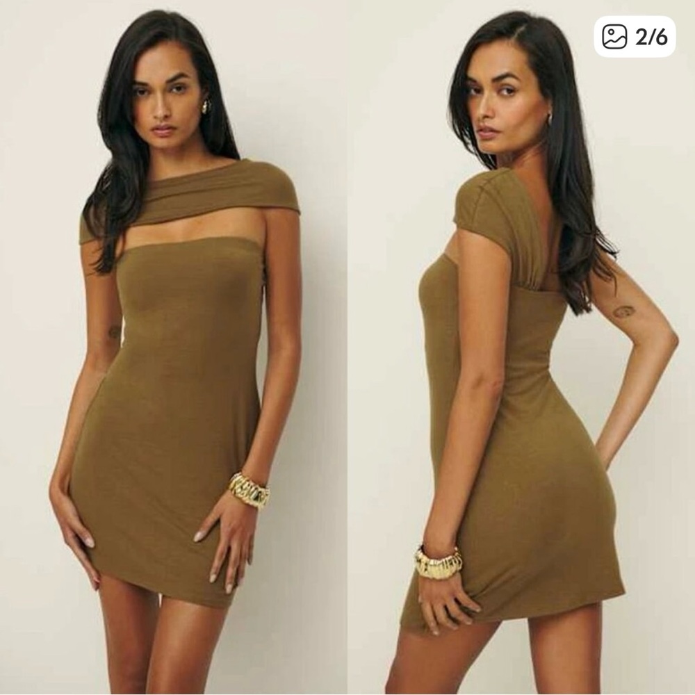 Reformation Camina Knit Dress in Bronze - Never Worn